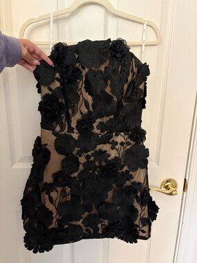 Mew Mews Danielle Strapless Flower Embroidered Mini Dress